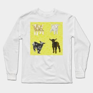 Baby Goats Pattern Yellow Long Sleeve T-Shirt